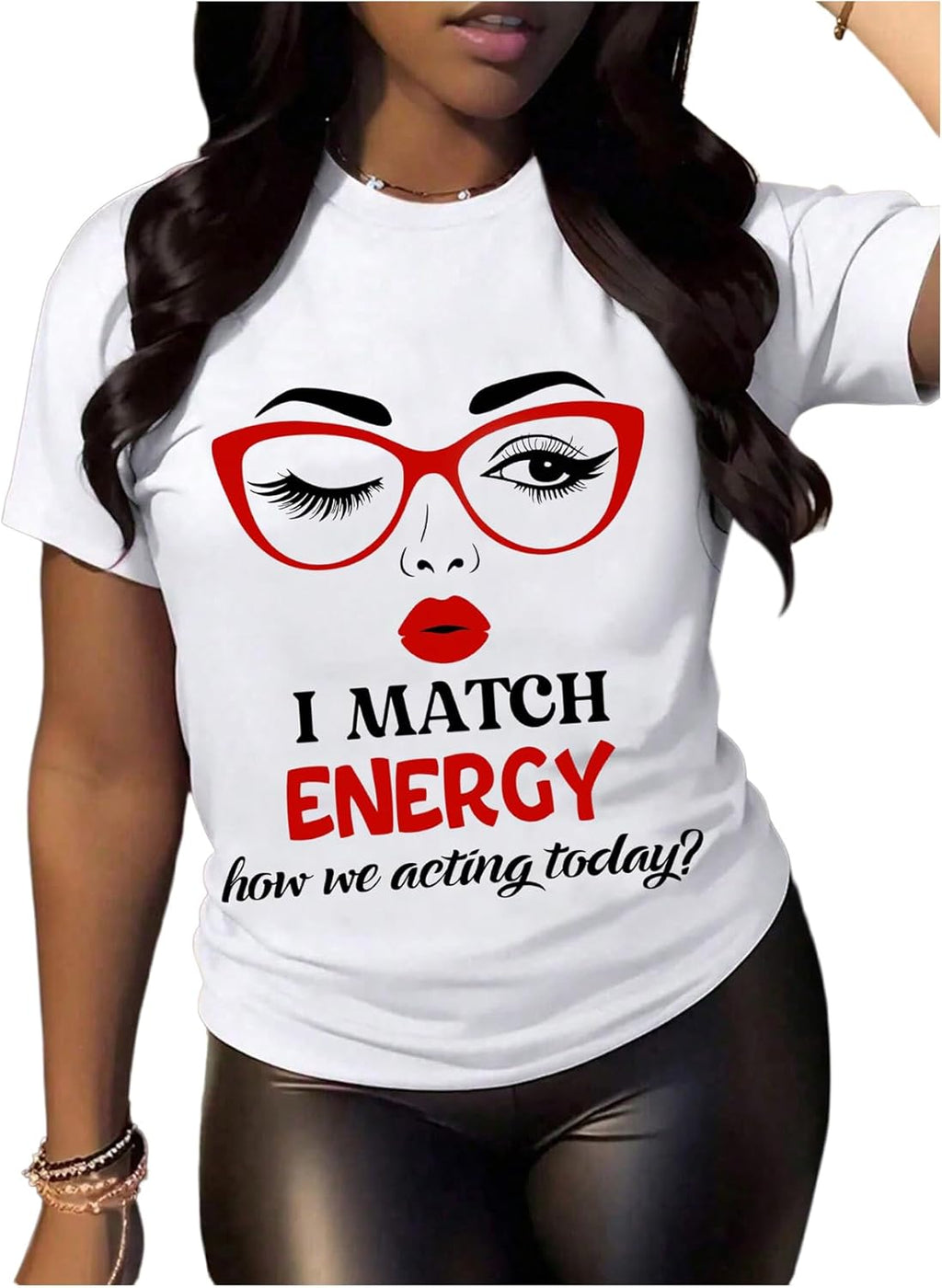 BEAUDRM Women's Graphic Tees Y2K Crop Top Slogan Print Crew product image 1