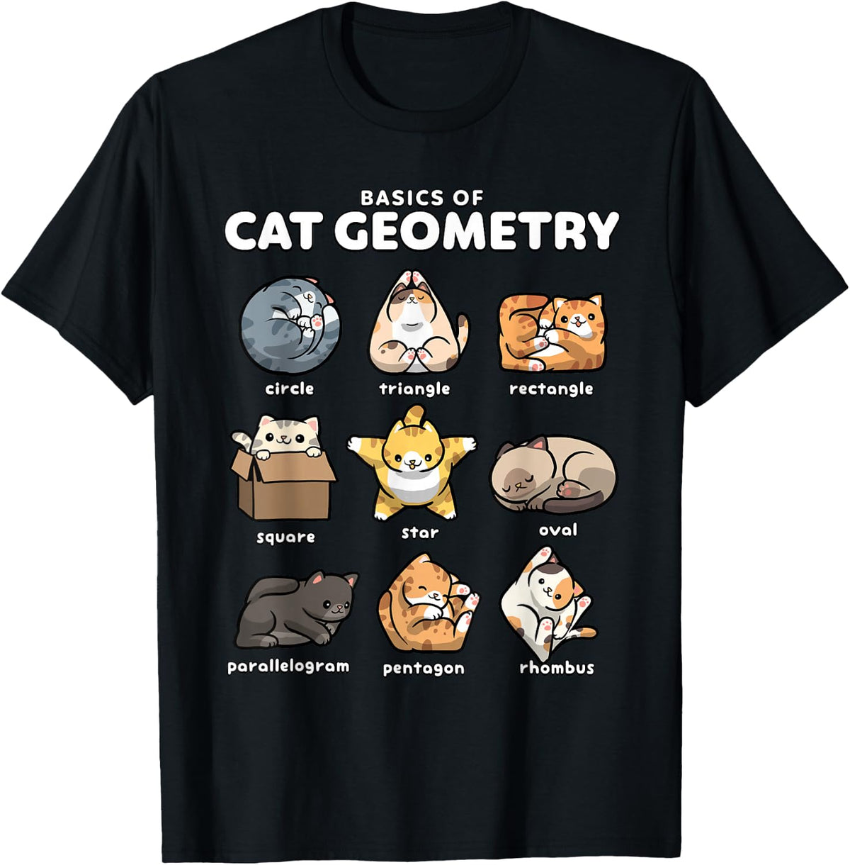 Basics of Cat Geometry Funny Shapes Design T-Shirt product image 1