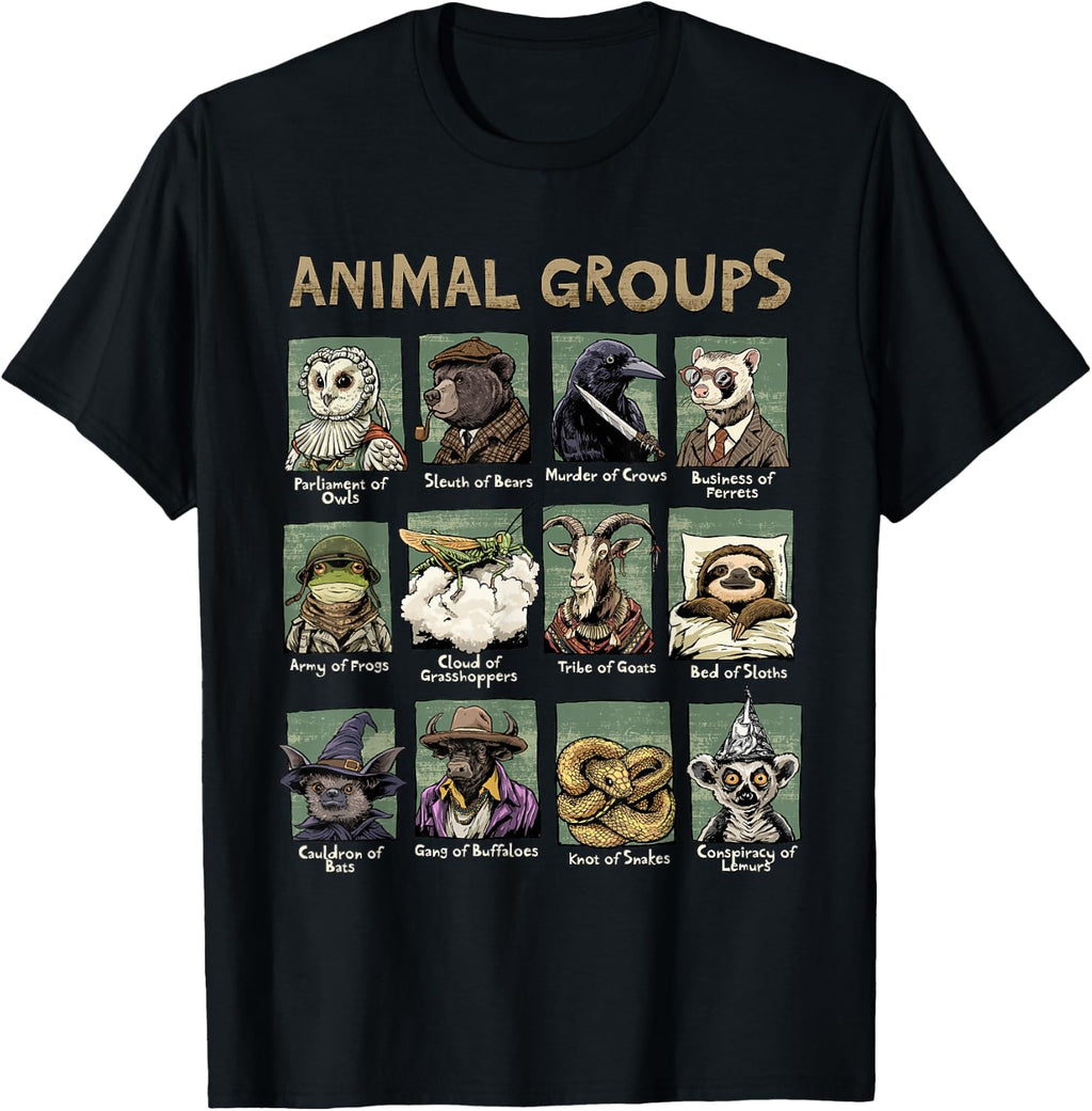 Animal Groups Unveiled - Educational Wildlife Design T-Shirt product image 1